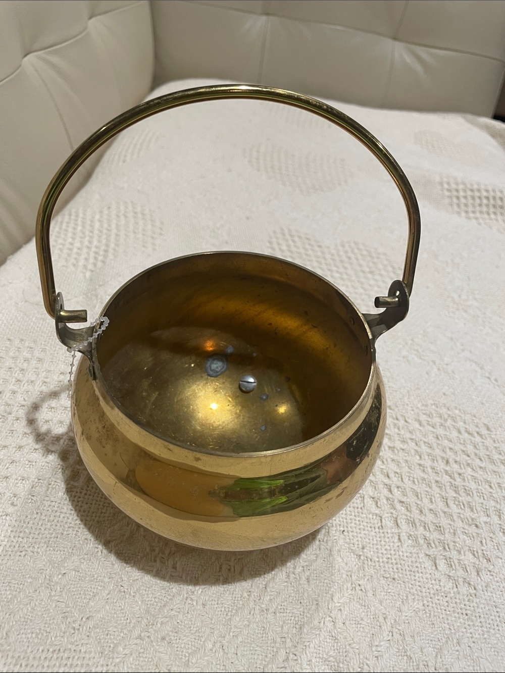 Brass Decorative Handle Pot - Gold Finish